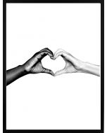 Poster 30x40 B&W Hands Heart (planpackad)